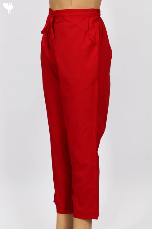 Cambric Cotton Pants In Scarlet Red